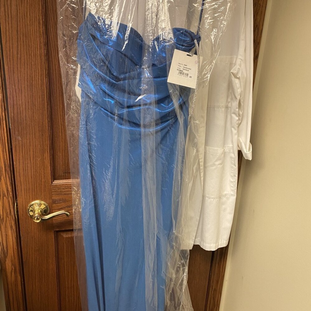 SALE NWT Tarik Ediz 52057 Tulle Prom Dress Blue Size 8 - Picture 5 of 7
